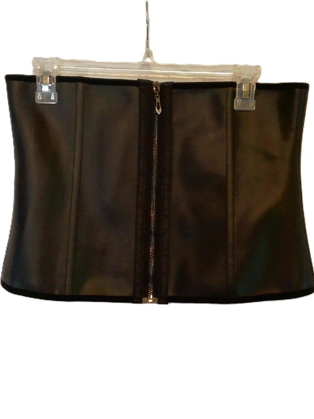 Sleek Black Front-Zip Waist Cincher - Structured Underbust Corset